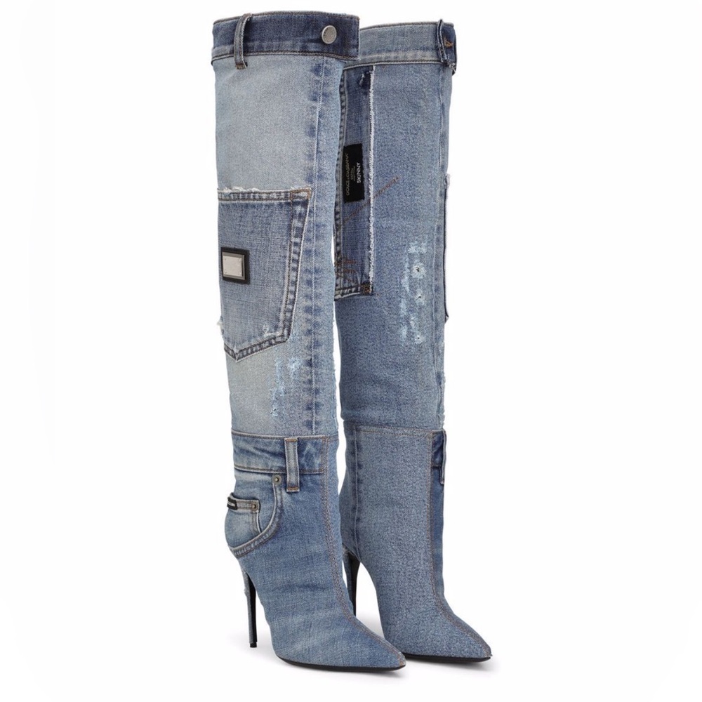 * BRAND NEW* Authentic Dolce & Gabbana Patchwork denim boots